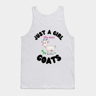 Just A Girl Who Loves Goats, Cute Colorful Goat Tank Top